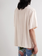 KAPITAL - Convertible-Collar Fringed Bead-Embellished Twill Shirt - Neutrals
