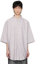 Hed Mayner White & Purple Striped Shirt
