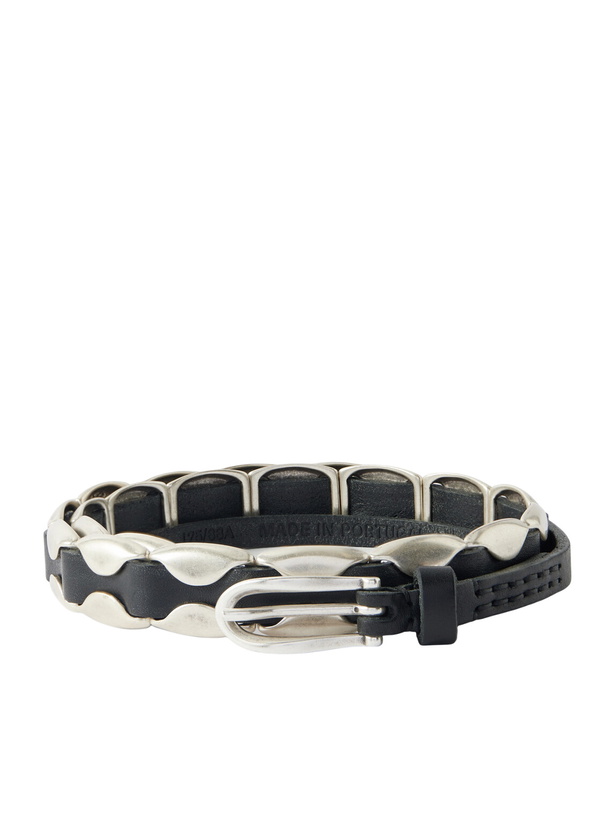 Photo: Our Legacy - Billow 1cm Silver-Tone and Leather Belt - Black