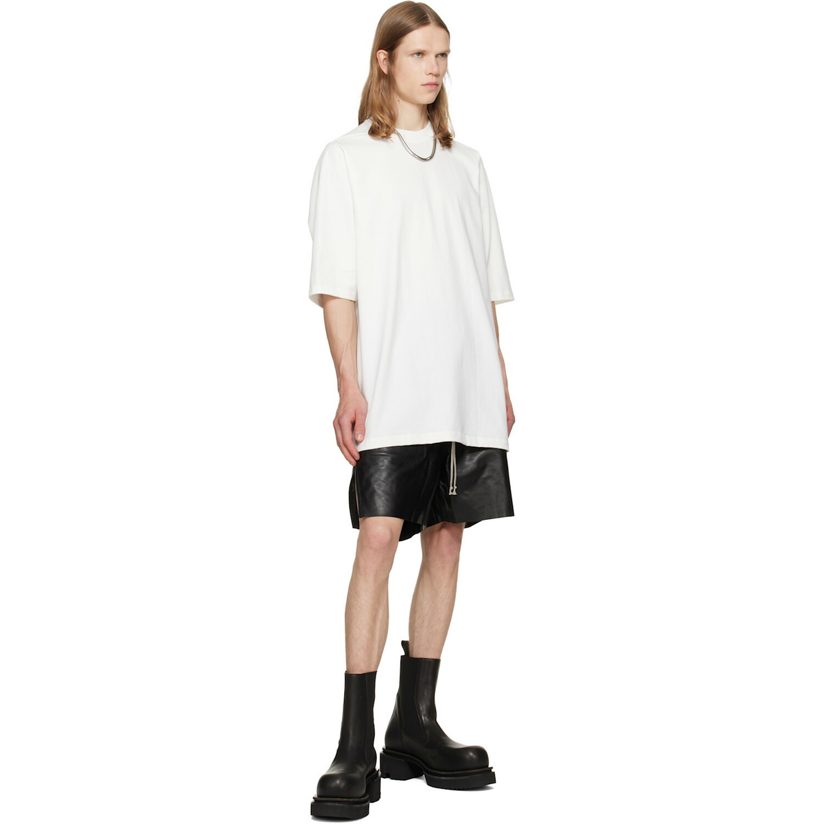 Rick Owens Black Tower Boxers Leather Shorts