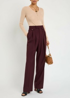 Chloe Pleated Straight-leg Wool Trousers Purple