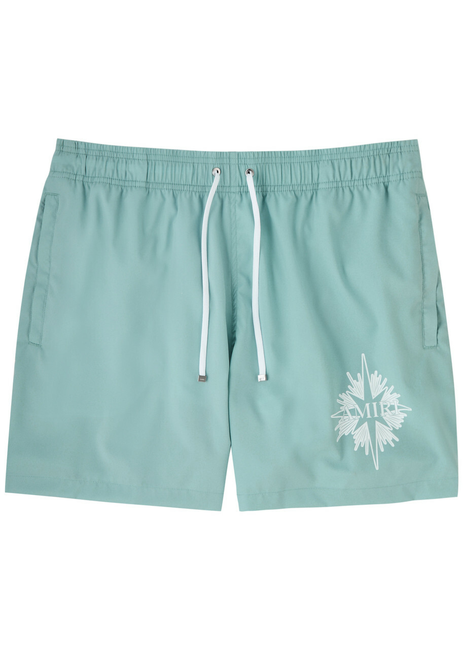 AMIRI - Straight-Leg Mid-Length Logo-Print Swim Shorts AMIRI - Straight-Leg Mid-Length Logo-Print Swim Shorts
