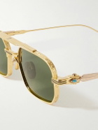 Jacques Marie Mage - Last Frontier VI Deaver Aviator-Style Gold-Tone Sunglasses