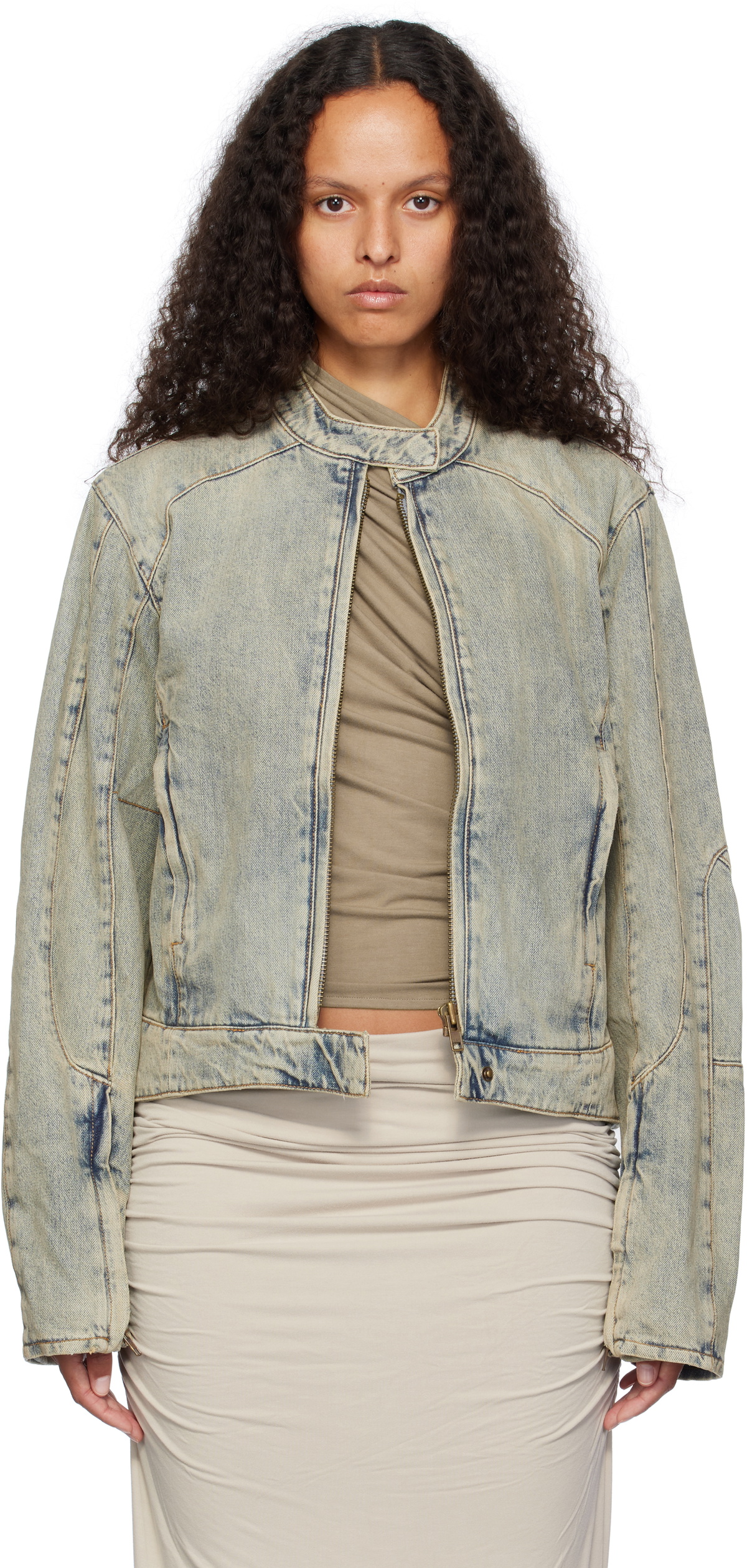 Entire Studios Blue Moto Denim Jacket