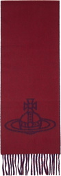 Vivienne Westwood Navy & Red Single Orb Double Scarf