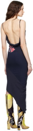 Conner Ives Navy Reconstituted Midi Dress