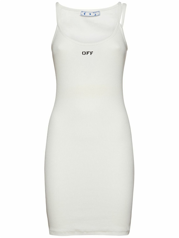 Photo: OFF-WHITE - Ribbed Jersey Printed Logo Mini Dress