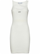 OFF-WHITE - Ribbed Jersey Printed Logo Mini Dress