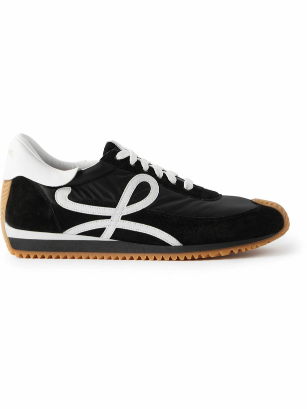 Photo: Loewe - Flow Runner Leather-Trimmed Suede and Nylon Sneakers - Black
