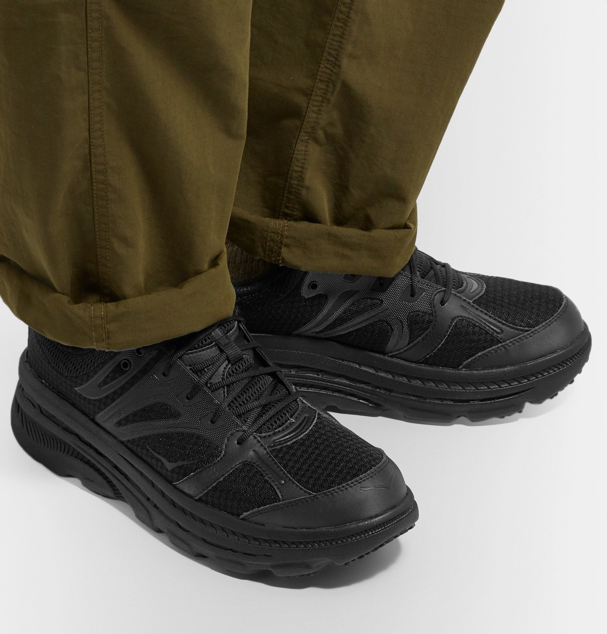 Hoka One One - Engineered Garments Bondi B Rubber-Trimmed Mesh Sneakers -  Black Hoka One One