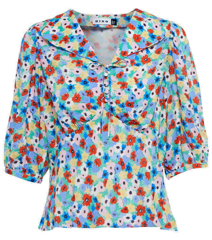 Photo: Rixo Warner floral tie-neck blouse