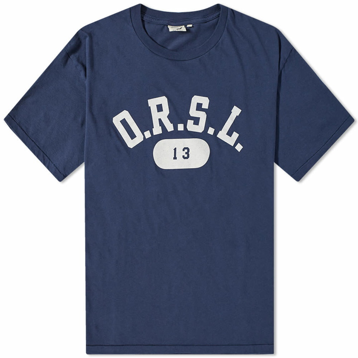 Photo: orSlow Men's O.R.S.L 13 Print T-Shirt in Navy