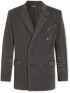 Balenciaga - Unstructured Double-Breasted Washed Cotton-Jersey Blazer - Gray
