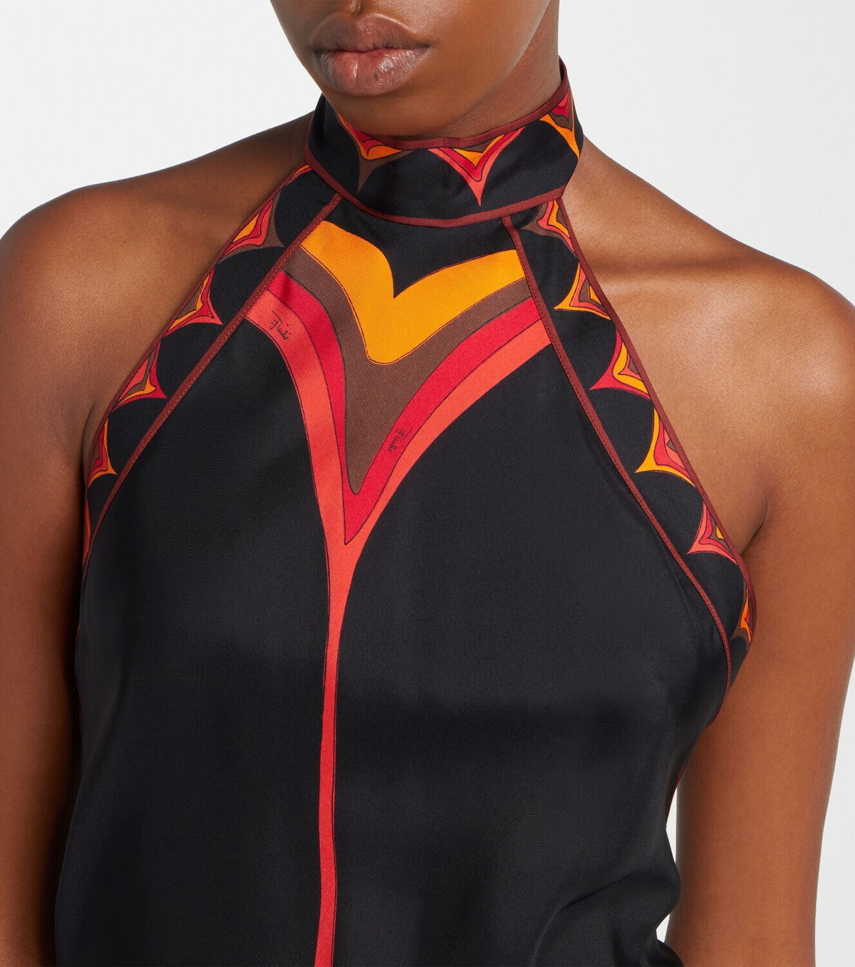 Pucci Fari halterneck silk twill midi dress