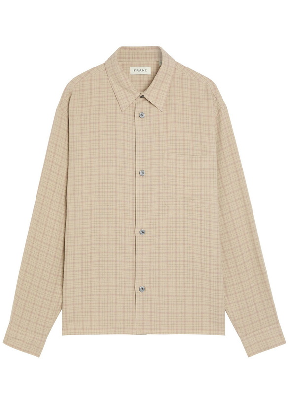 Photo: Frame Plaid Woven Shirt Beige