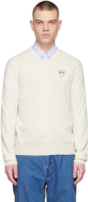 Photo: Comme des Garçons Play Off-White Wool Sweater
