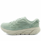 Hoka One One Men's U Clifton L Suede Sneakers in Smoke Green/Celadon Tint