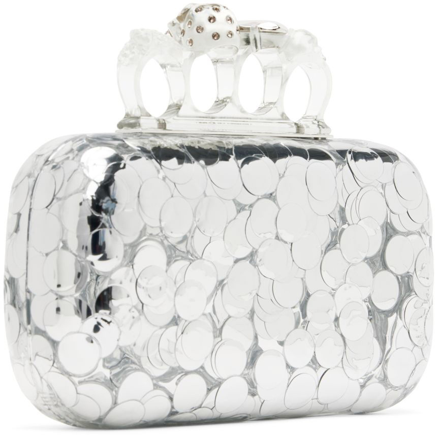 Alexander mcqueen hot sale silver clutch