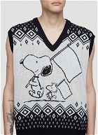 Kieran Snoopy Jacquard Knit Vest in Black
