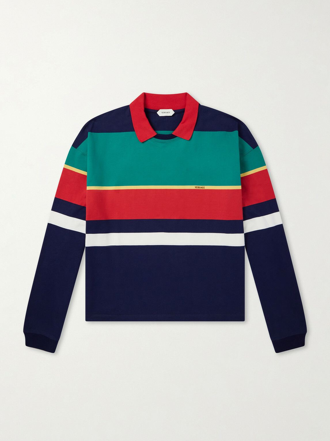 Versace - Logo-Embroidered Striped Cotton-Jersey Sweatshirt - Multi