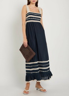 Rixo Malie Lace-trim Cotton-blend Midi Dress Navy