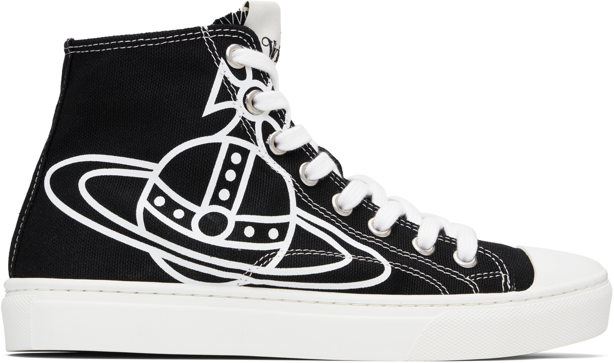 Vivienne Westwood Black Plimsoll High Top Canvas Sneakers