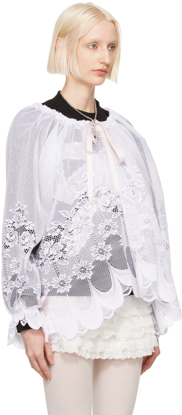 Yuhan Wang White Curtain Lace Blouse