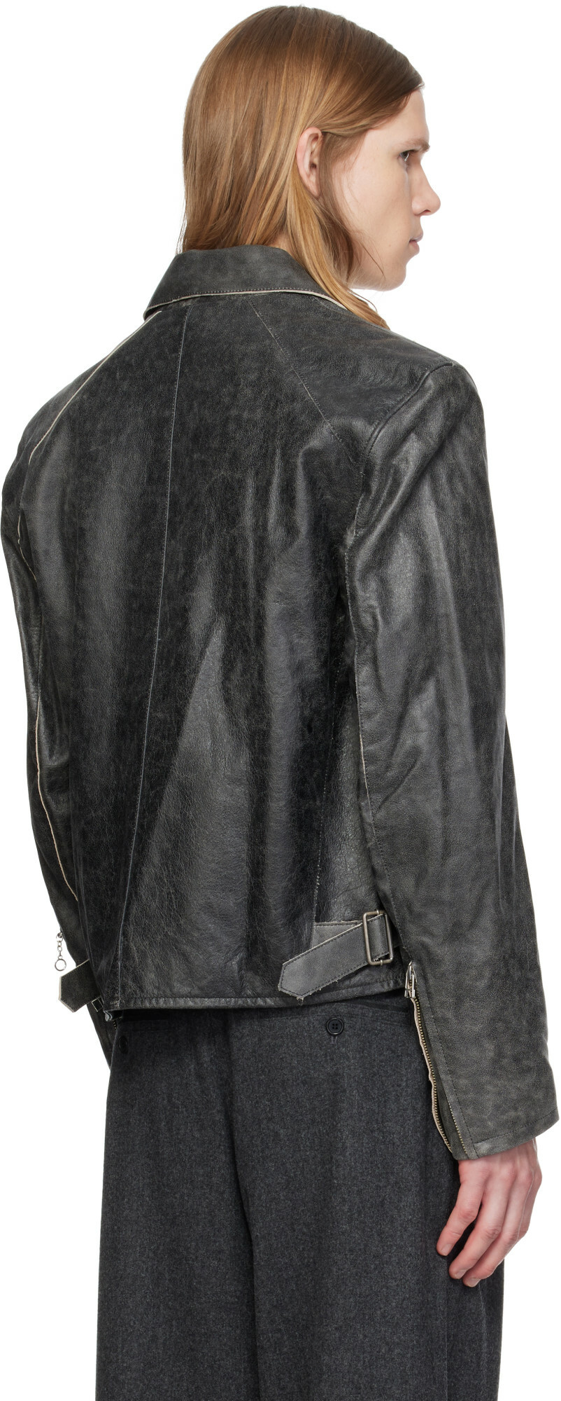 MMIC Gray Vapor Leather Jacket