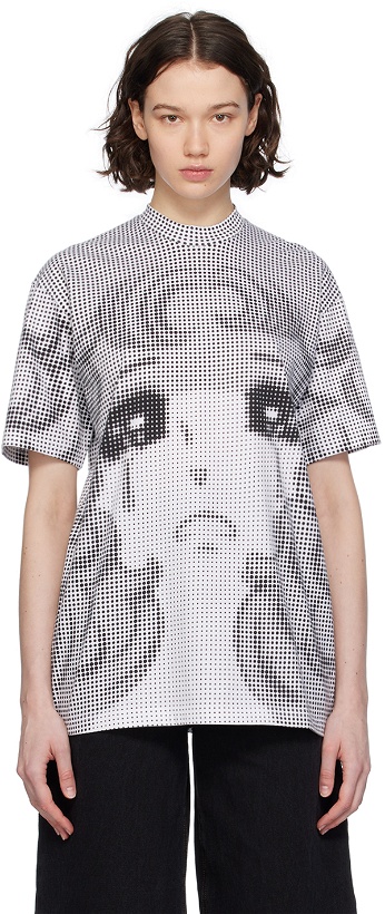 Photo: Pushbutton Black & White Pixel Crying Girl T-Shirt