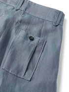 MAISON MARGIELA - Cropped Pleated Linen Trousers - Blue