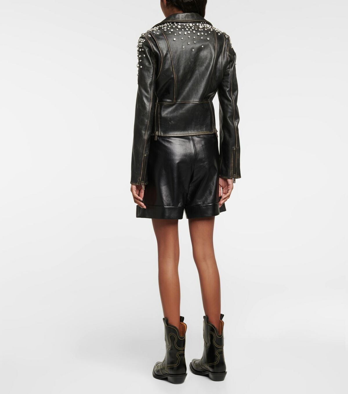レザージャケット・コート Golden  Deluxe Brand Bike Leather Jacket Golden Goose - Embellished leather biker jacket Golden Goose