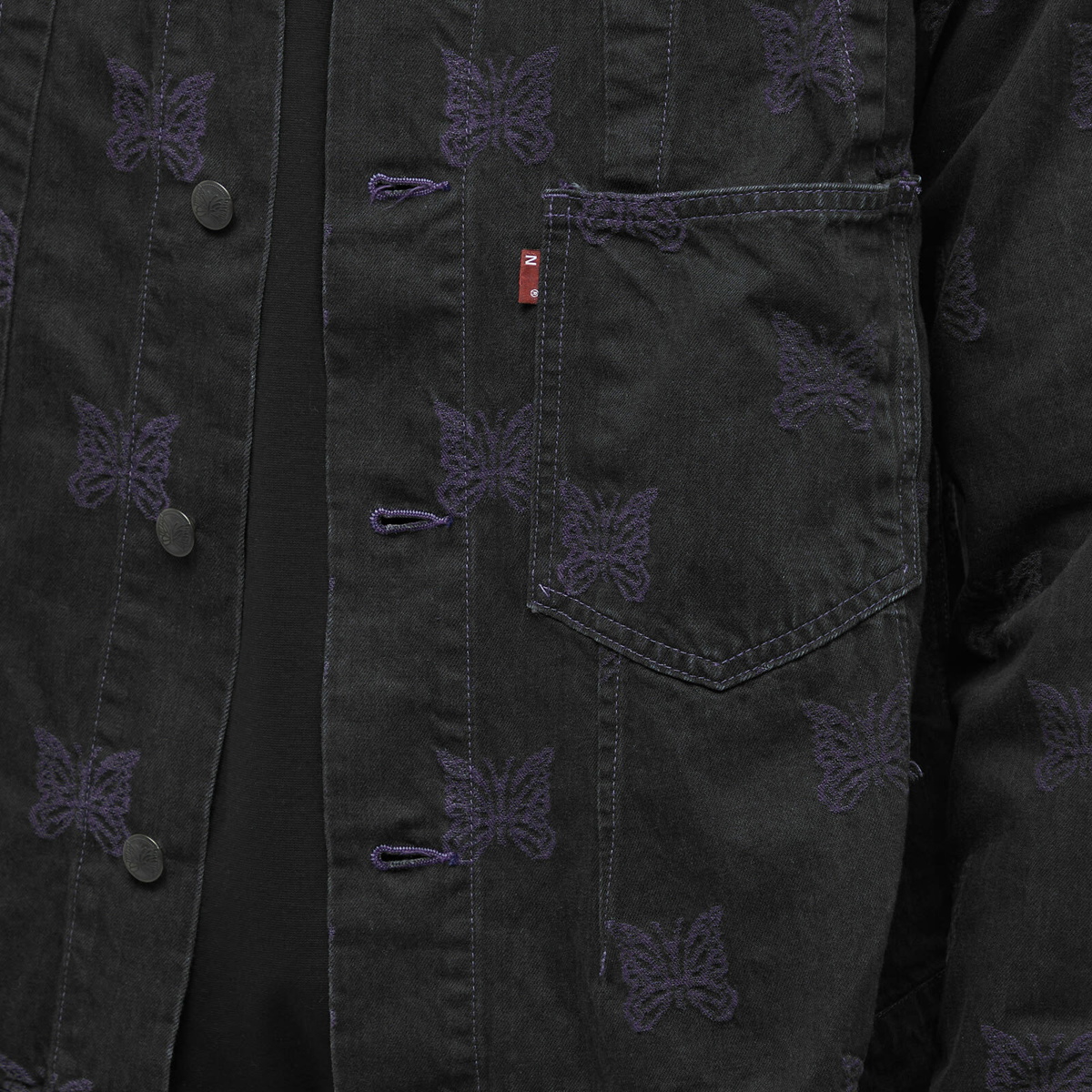 Needles Men's Papillion Jacquard Darts Denim Jacket in Black