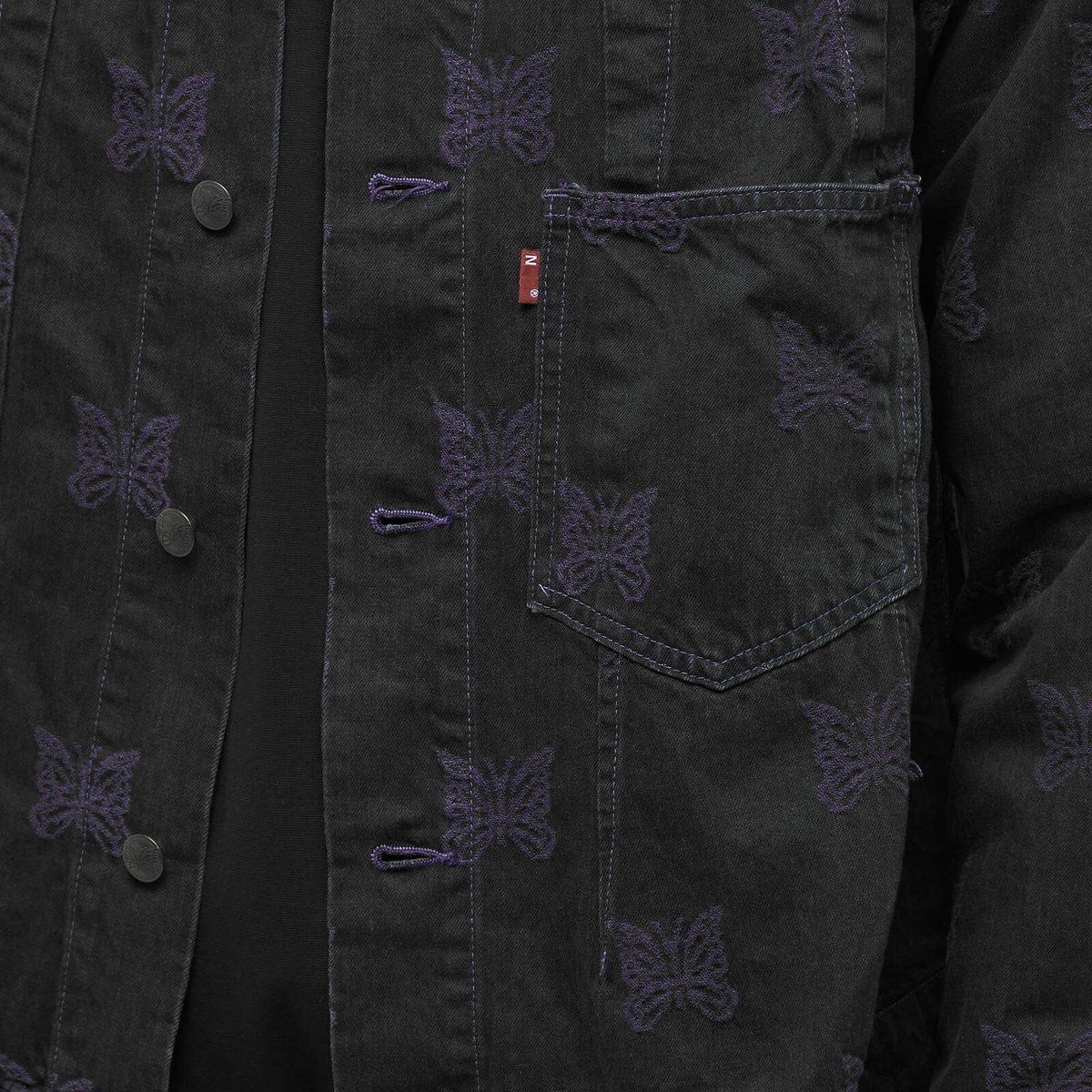 Needles Men's Papillion Jacquard Darts Denim Jacket in Black Needles