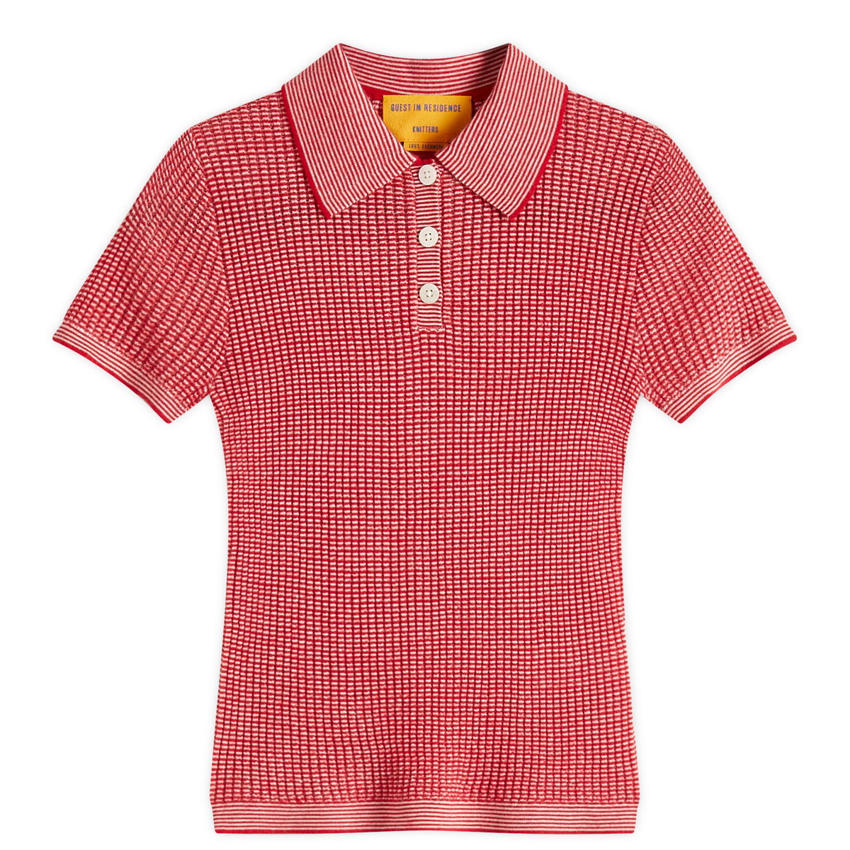 GUEST IN RESIDENCE Women's Shrunken Polo In Cashmere in True Red/Cream