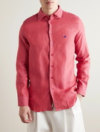 Etro - Slim-Fit Logo-Embroidered Linen Shirt - Red