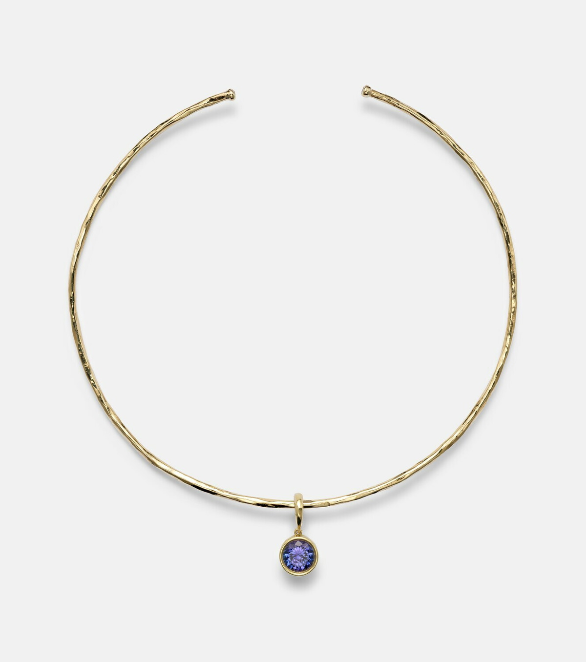 Octavia Elizabeth Olivia 18kt gold pendant choker with diamonds and tanzanite