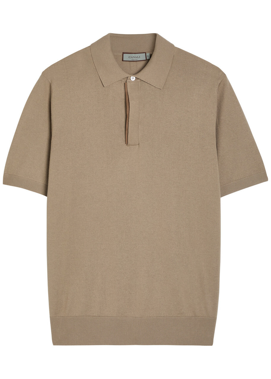 Canali Knit Polo Shirt Stone