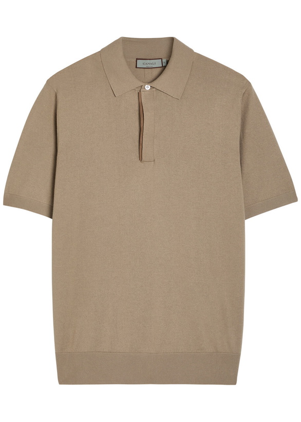 Photo: Canali Knit Polo Shirt Stone