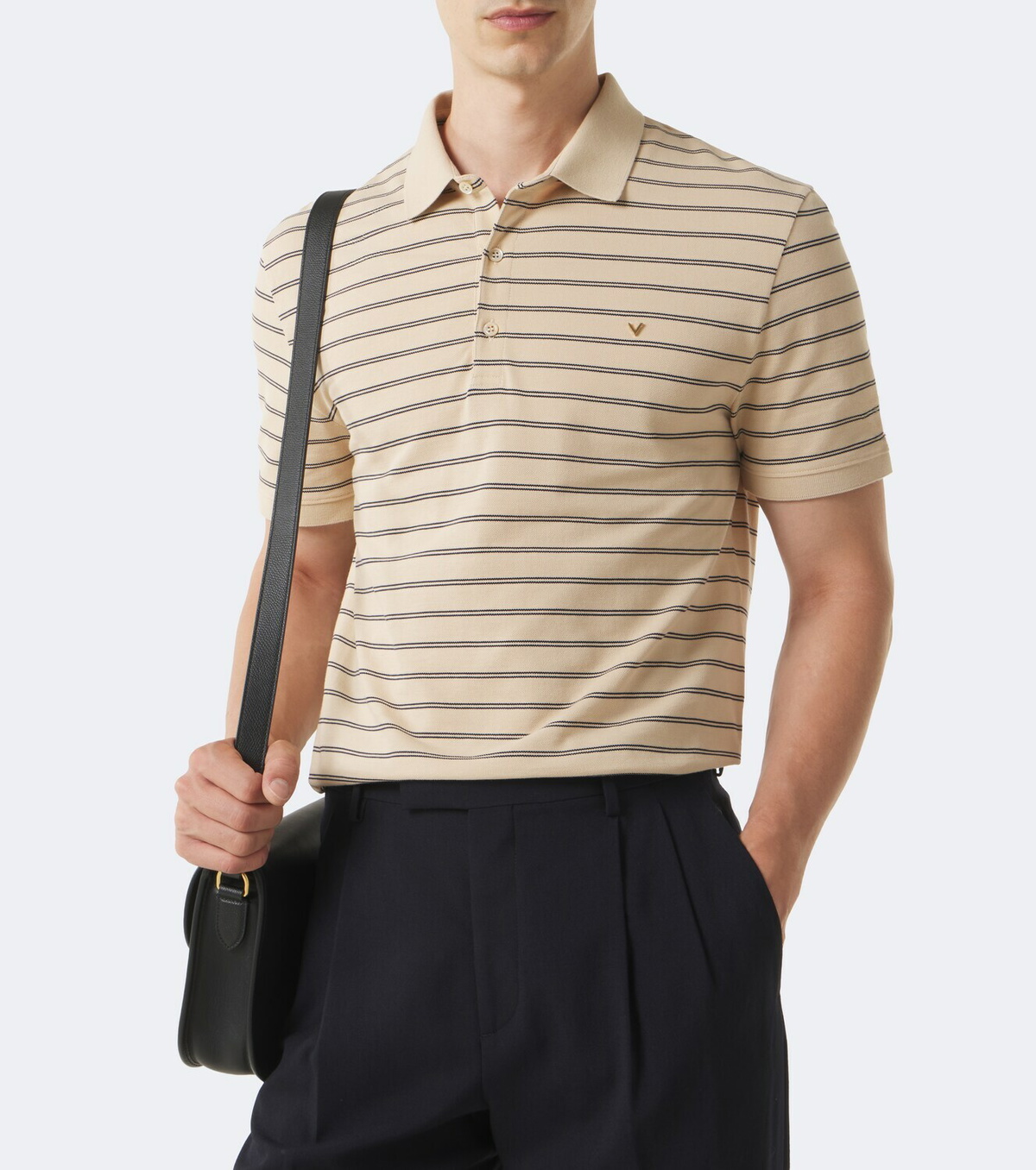 Valentino VGold striped cotton polo shirt