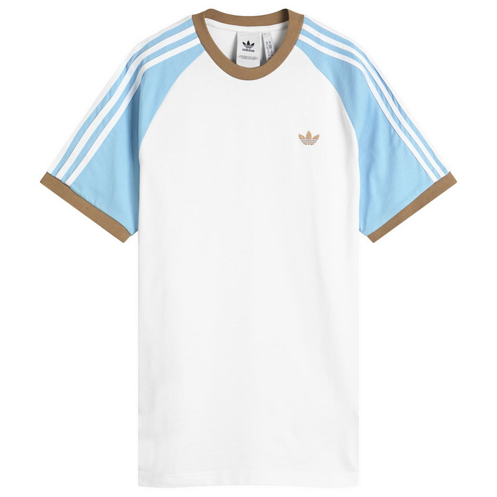 Photo: Adidas Men's Cali T-Shirt in White/Clear Sky/Blanch Cargo