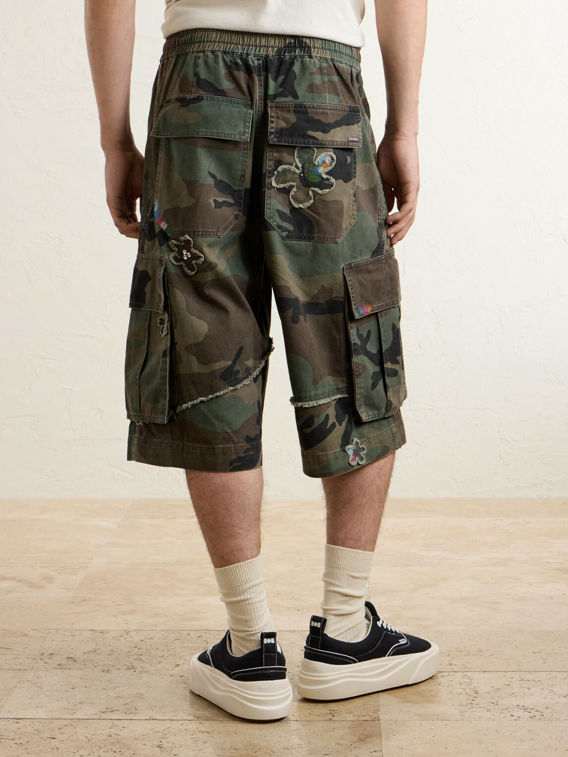 NAHMIAS - Wide-Leg Printed Cotton Shorts - Green