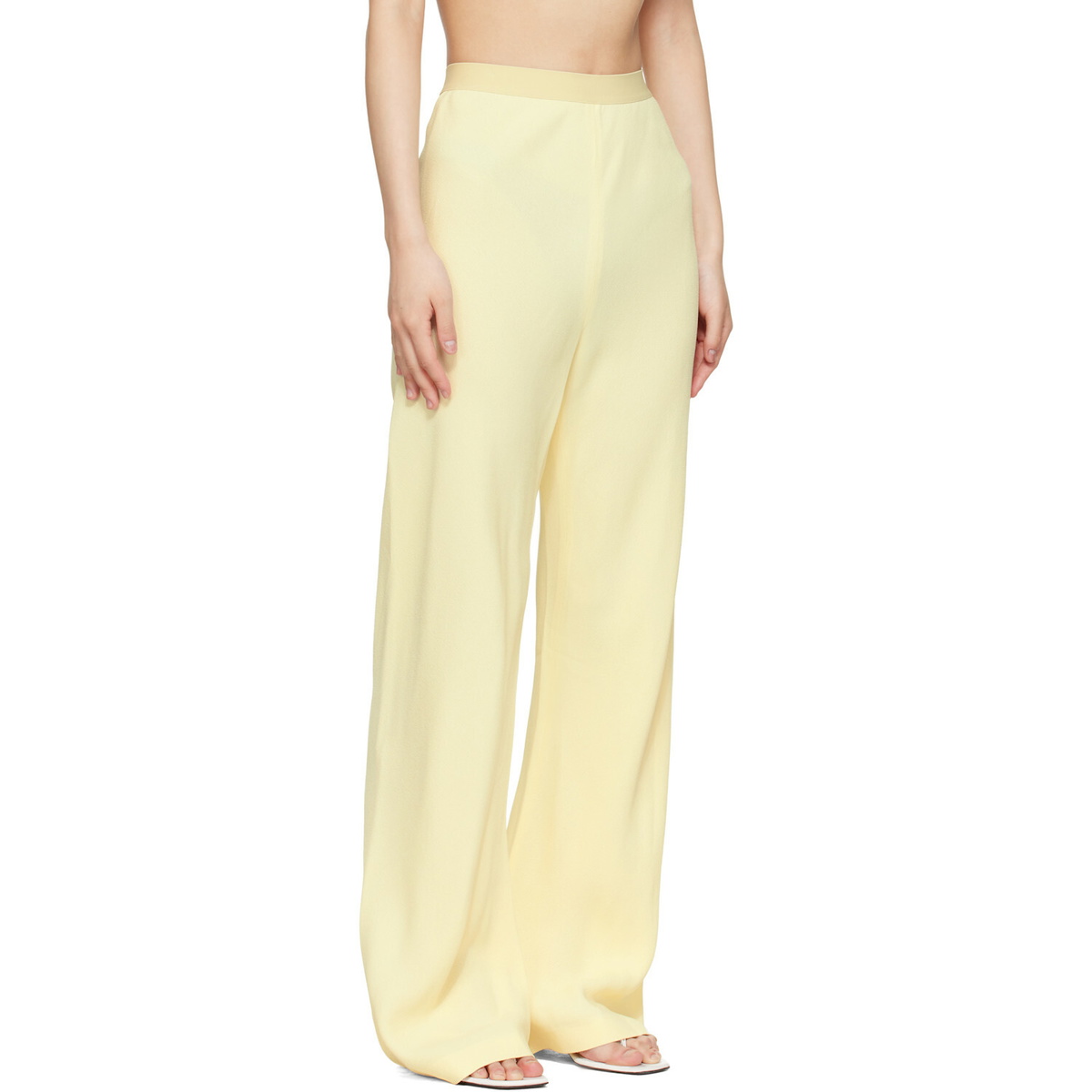 WARDROBE.NYC Beige Crepe Bias-Cut Trousers