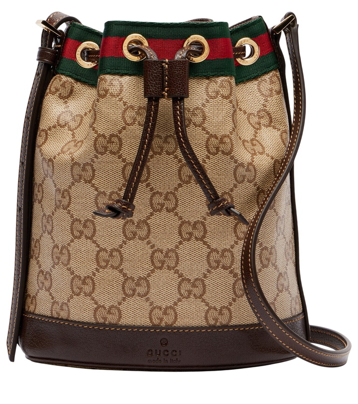 Photo: Gucci Web Stripe Mini GG canvas bucket bag