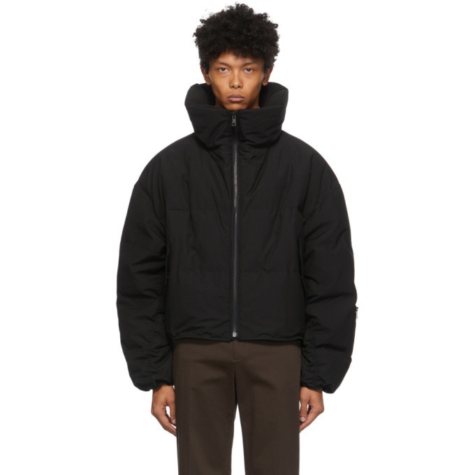 System Black Down High Neck Puffer Jacket System
