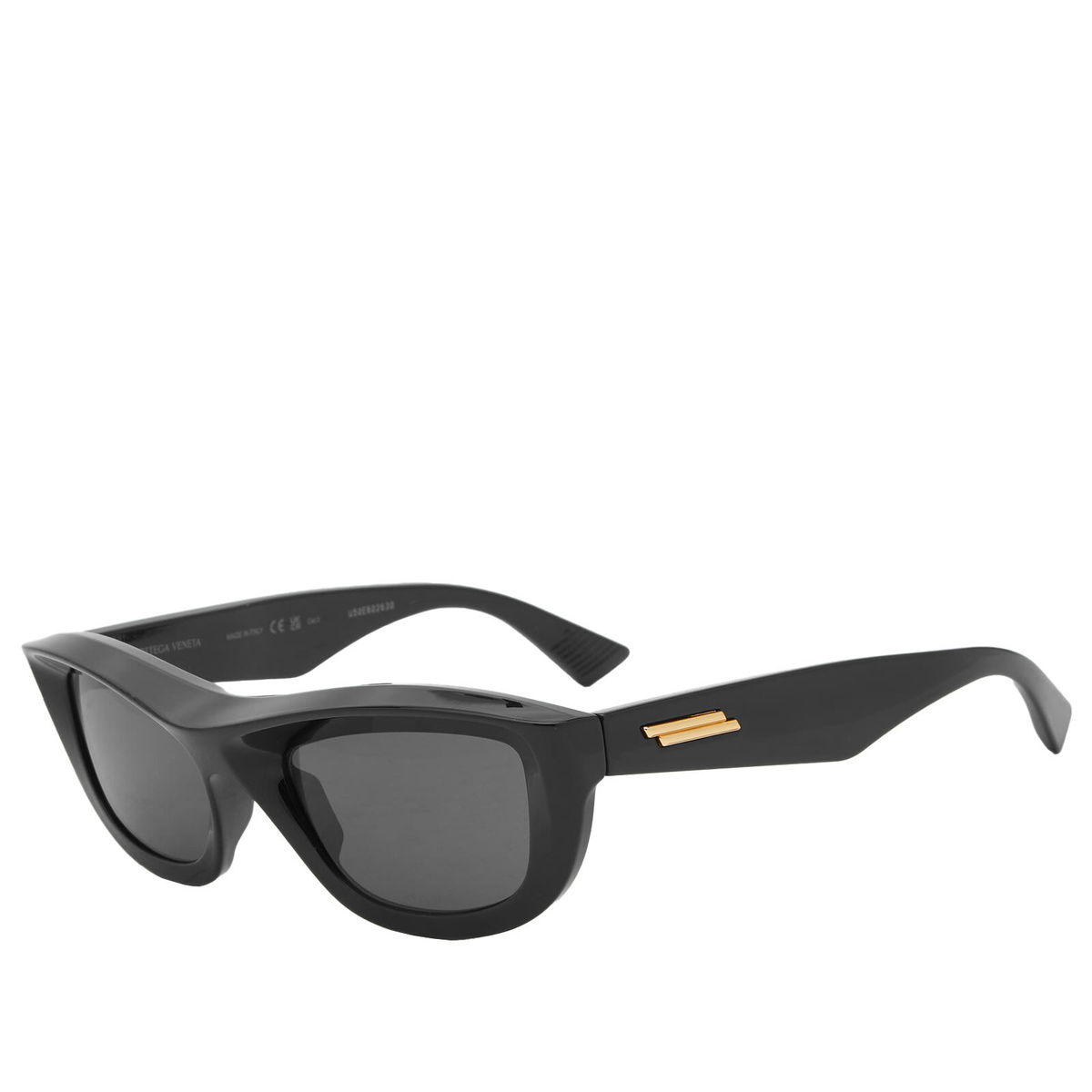 サングラス Bottega Veneta Sunglasses - Black/Grey Bottega Veneta - Cone Wraparound Sunglasses - Black Grey