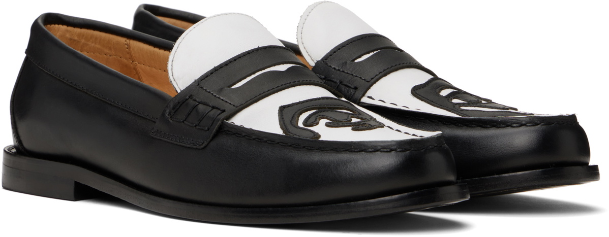 KidSuper Black & White Patchwork Penny Loafers