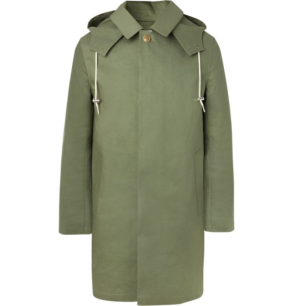 Mackintosh   Bonded Cotton Hooded Raincoat   Green Mackintosh