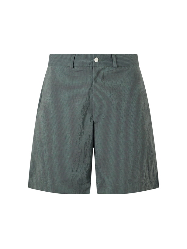 Photo: Beams Plus - Straight-Leg Checked Seersucker Shorts - Green