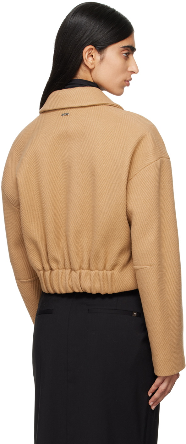 BOSS Beige Herringbone Virgin Wool Jacket