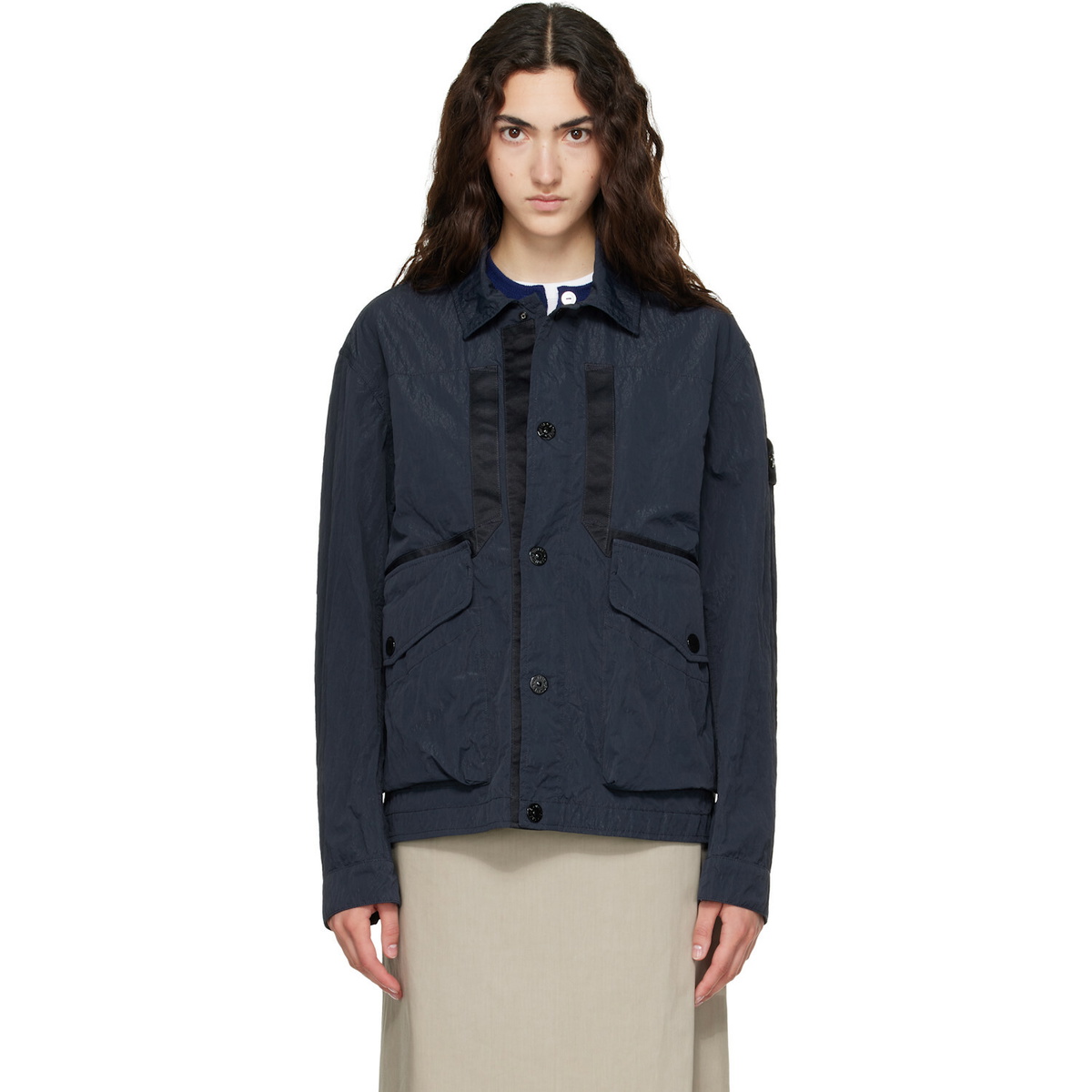 Stone Island Navy Q100008 Warp Rib Nylon-TC Jacket